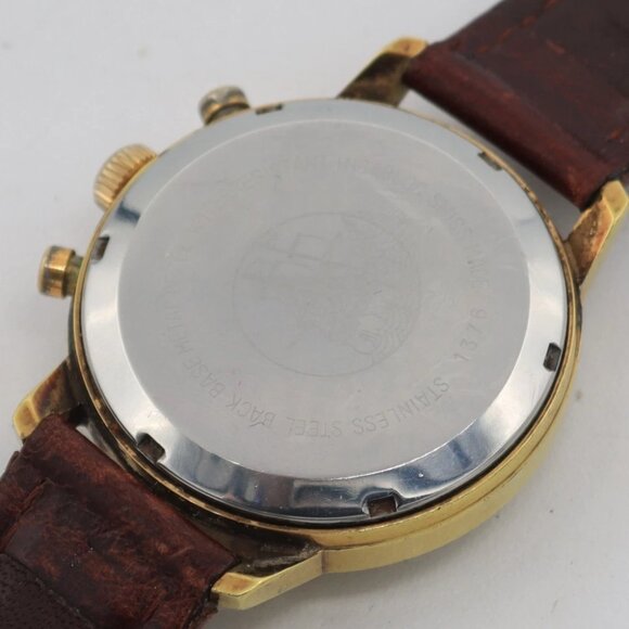Vintage Le Jour 1376 Panda Men's Chronograph Wristwatch Valj. 7734 Gold Tone - Picture 2 of 7
